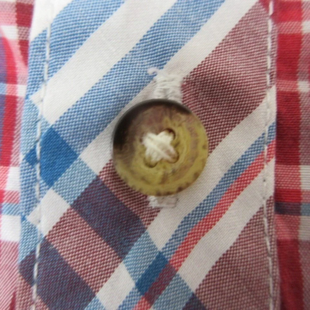 Vintage Levis Shirt Men S Red Blue White Plaid Preppy Americana Outdoorsy Casual